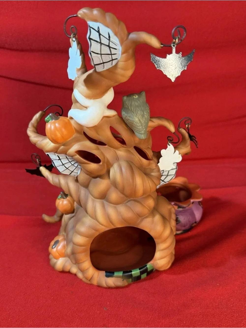 Party Lite Haunted Tealight Tree Candle Holder with Halloween spiders & Bats